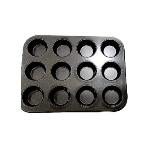 கிளாபோன் சிறிய மினி அவுட்பர்ஃபார்ம் அலுமினியம் நான்ஸ்டிக் 12-ஸ்லாட் கப் மிடி ஷேப் மஃபின், கப்கேக் அச்சு (சிறிய அளவு) 