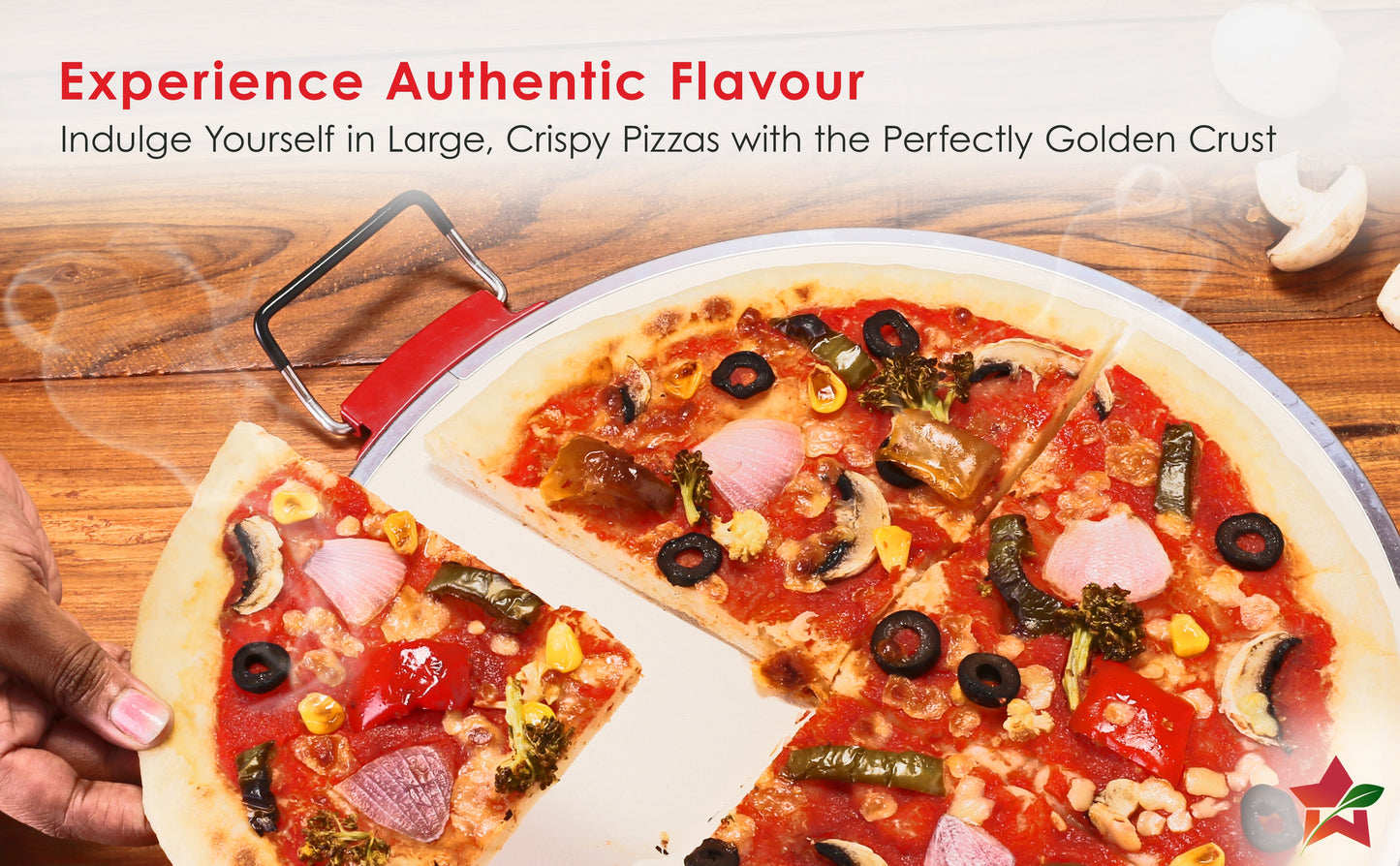 Wonderchef Regalia Pizza Maker | Crispy Pizzas in 5 Minutes with Rapid Cooking over 450°C | Wood-Fired Pizza-Like Taste | Lava Stone Base for Golden Crust | 1200W, 12-in Diameter | 2-Year Warranty