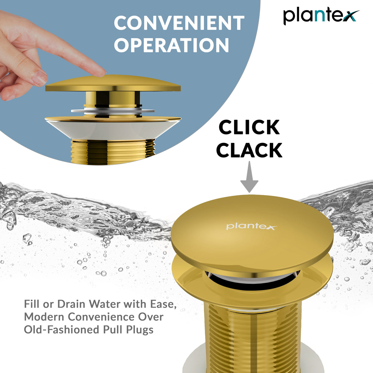 Plantex Solid Brass 3 Inch Waste Coupling for Wash Basin/Full Thread Basin Waste Coupling Gold- Pack of 1 (PVD Gold)-3