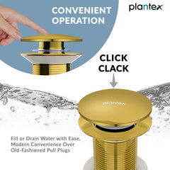 Plantex Solid Brass 3 Inch Waste Coupling for Wash Basin/Full Thread Basin Waste Coupling Gold- Pack of 1 (PVD Gold)-3