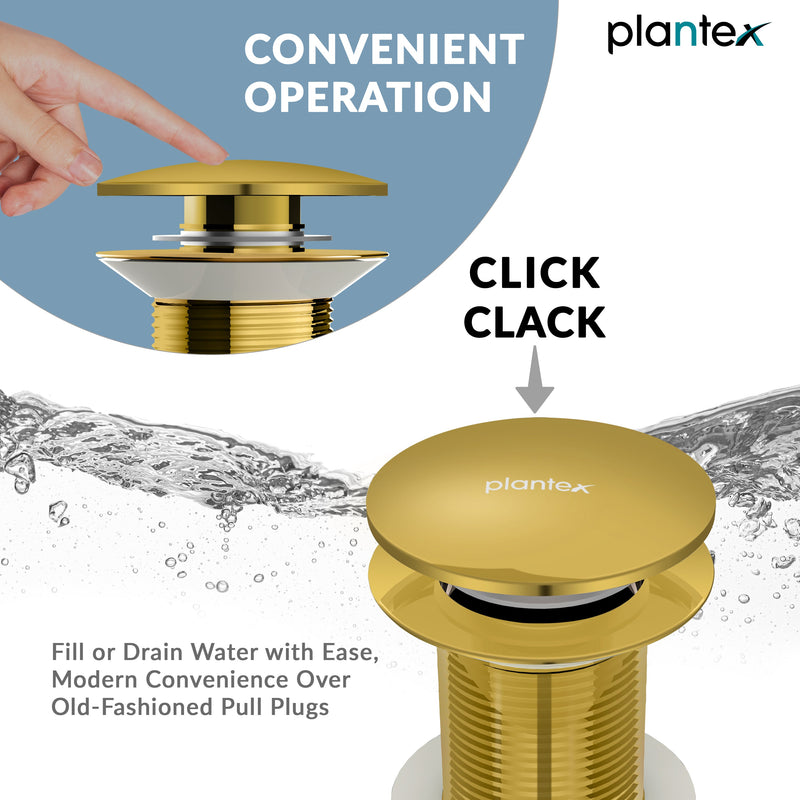 Plantex Solid Brass 3 Inch Waste Coupling for Wash Basin/Full Thread Basin Waste Coupling Gold- Pack of 1 (PVD Gold)-3