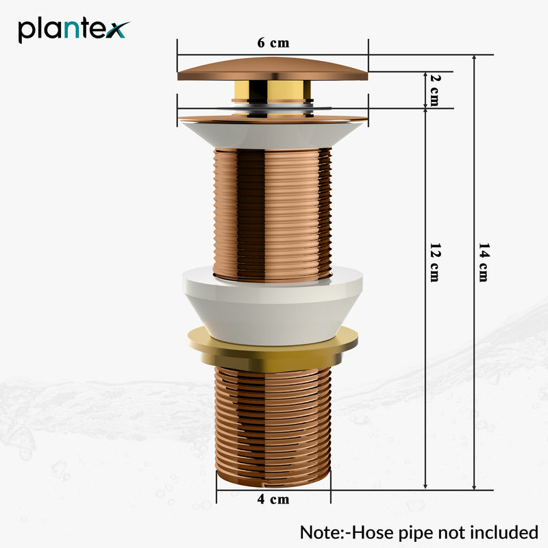Plantex Pure Brass Waste Coupling for Wash Basin /5 inch Coupling Out let System Full Thread Sink Waste Coupling (Rose Gold - Pack of 1)-2