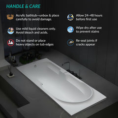 Plantex Bathtub For Bathroom/Bath tub for Adults/Deep Soaker Bathtub with Overflow and Waste Coupling Accessories (White - 1670 mm)-5