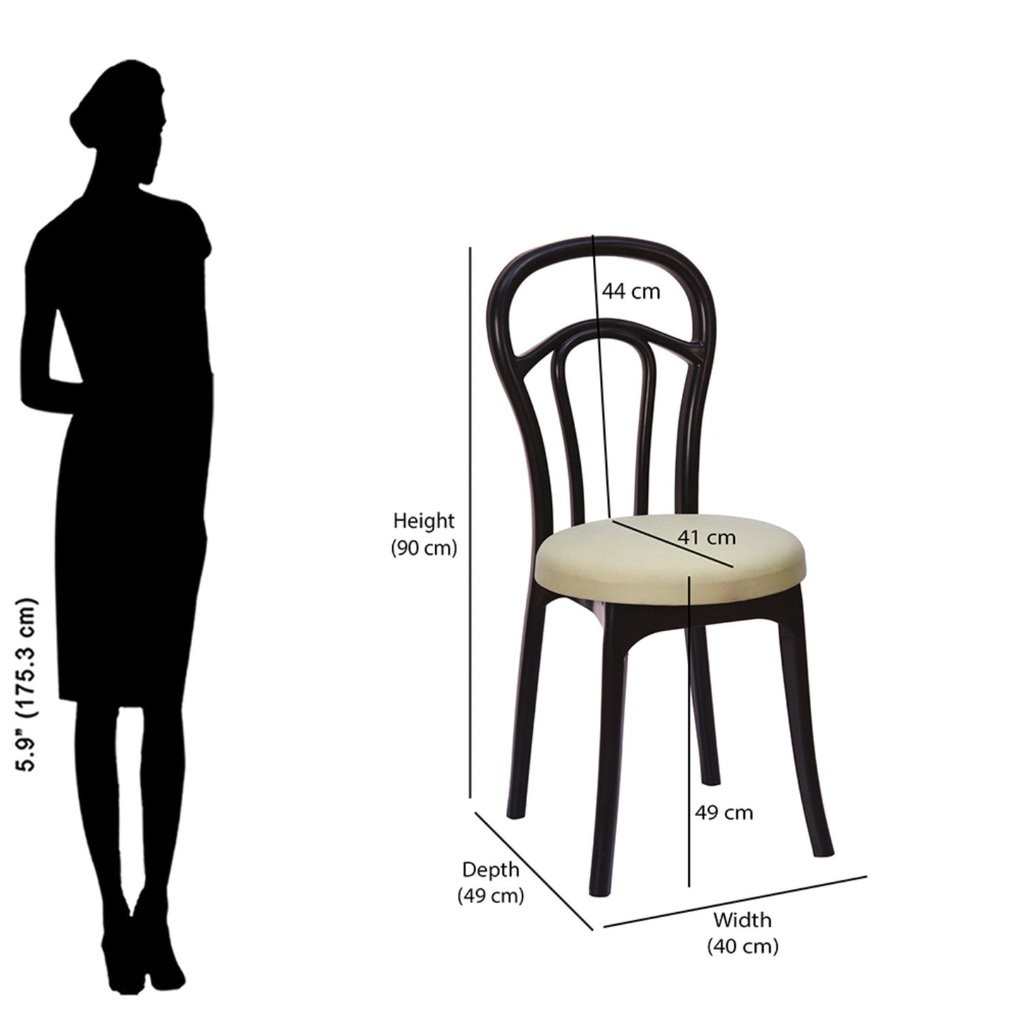 Nilkamal CHR4040 Armless Chair with Leatherette Cushion