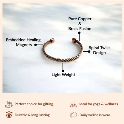 Copper Brass Fashionable Spiral Unisex Kada for Wellness & Gifting