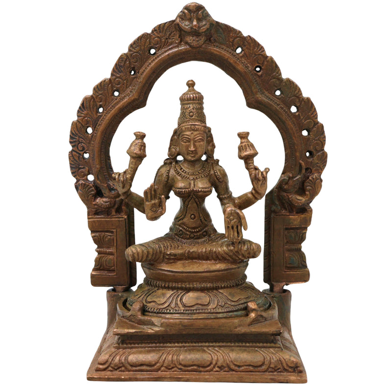 Bronze Mahalakshmi Idol Sri Lakshmi Devi Murti Kamala Narayani Ashtalakshmi Panchaloha Style Statue for Pooja Home Decor & Prosperity, Brown, 5 Inch, 1 Piece