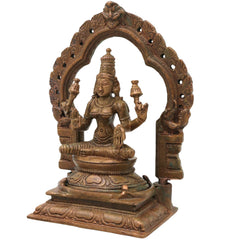 Bronze Mahalakshmi Idol Sri Lakshmi Devi Murti Kamala Narayani Ashtalakshmi Panchaloha Style Statue for Pooja Home Decor & Prosperity, Brown, 5 Inch, 1 Piece