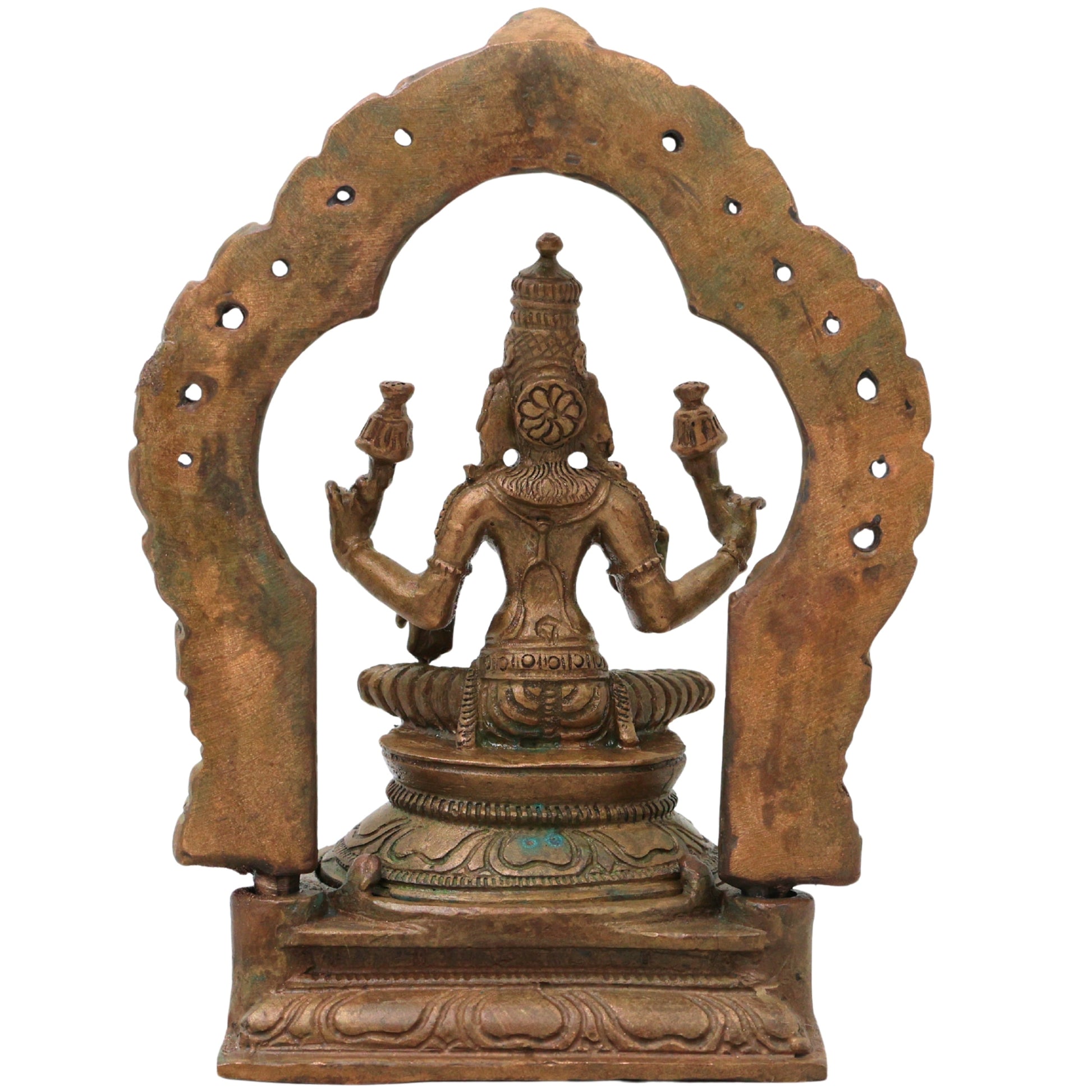 Bronze Mahalakshmi Idol Sri Lakshmi Devi Murti Kamala Narayani Ashtalakshmi Panchaloha Style Statue for Pooja Home Decor & Prosperity, Brown, 5 Inch, 1 Piece