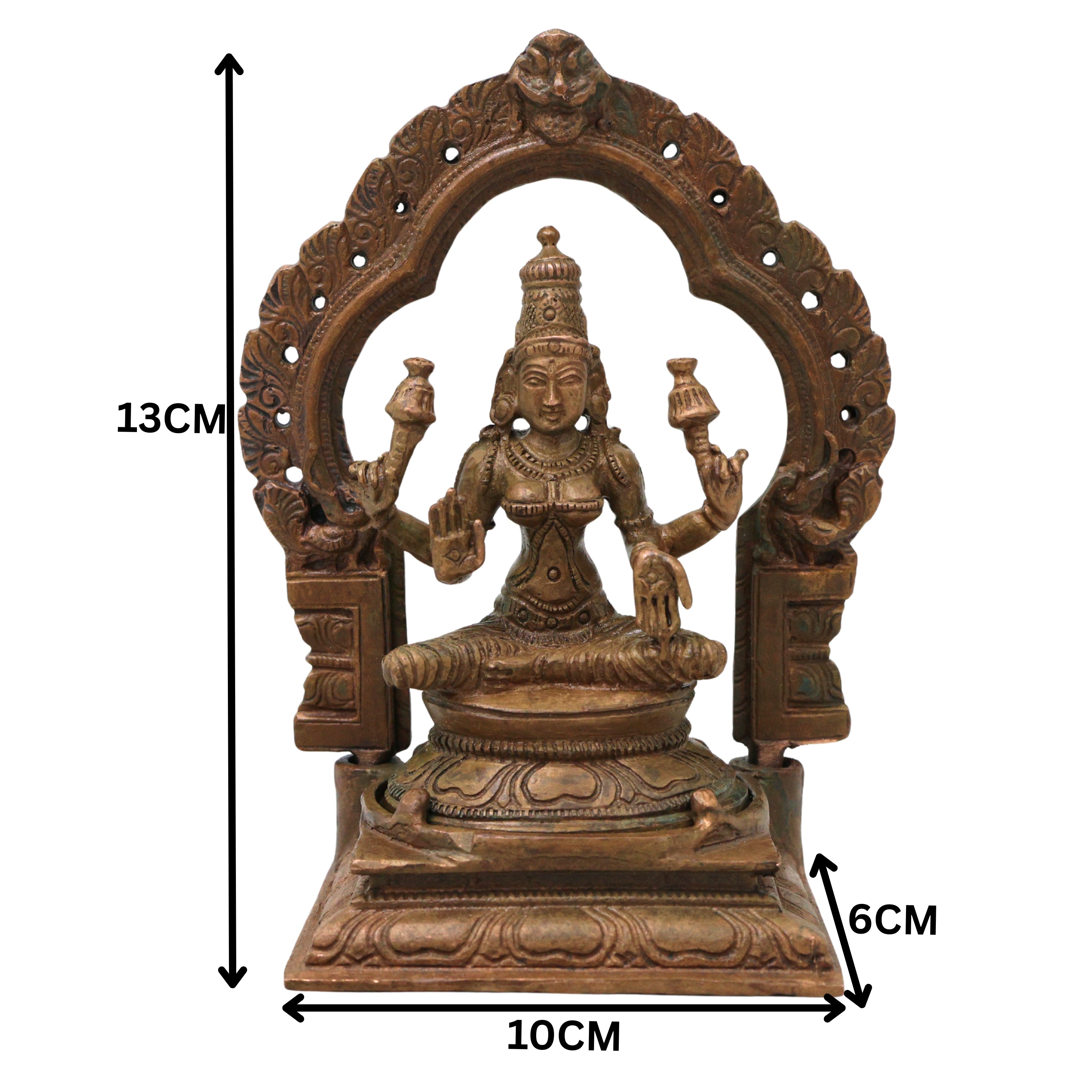Bronze Mahalakshmi Idol Sri Lakshmi Devi Murti Kamala Narayani Ashtalakshmi Panchaloha Style Statue for Pooja Home Decor & Prosperity, Brown, 5 Inch, 1 Piece
