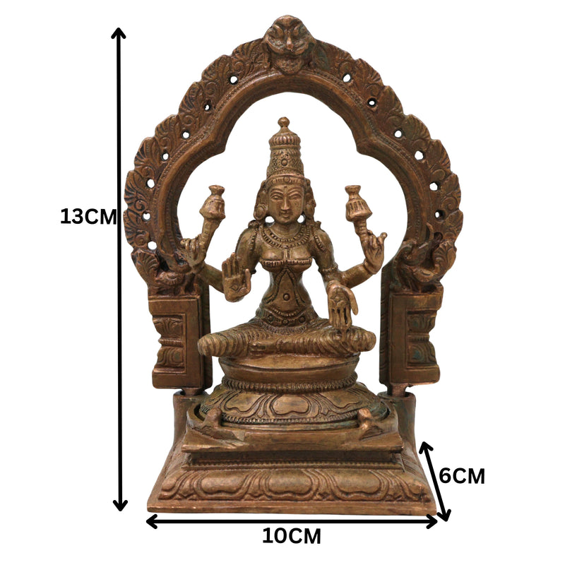Bronze Mahalakshmi Idol Sri Lakshmi Devi Murti Kamala Narayani Ashtalakshmi Panchaloha Style Statue for Pooja Home Decor & Prosperity, Brown, 5 Inch, 1 Piece