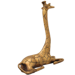 Brass Exquisite Giraffe Idol Statue | Handcrafted Peetal & Pittal Giraffe Figurine, Home Decor Showpiece, Ashtadhatu & Velli Aluminiyam Giraffe Sculpture,Gold, 9.5 Inch, 1 Piece