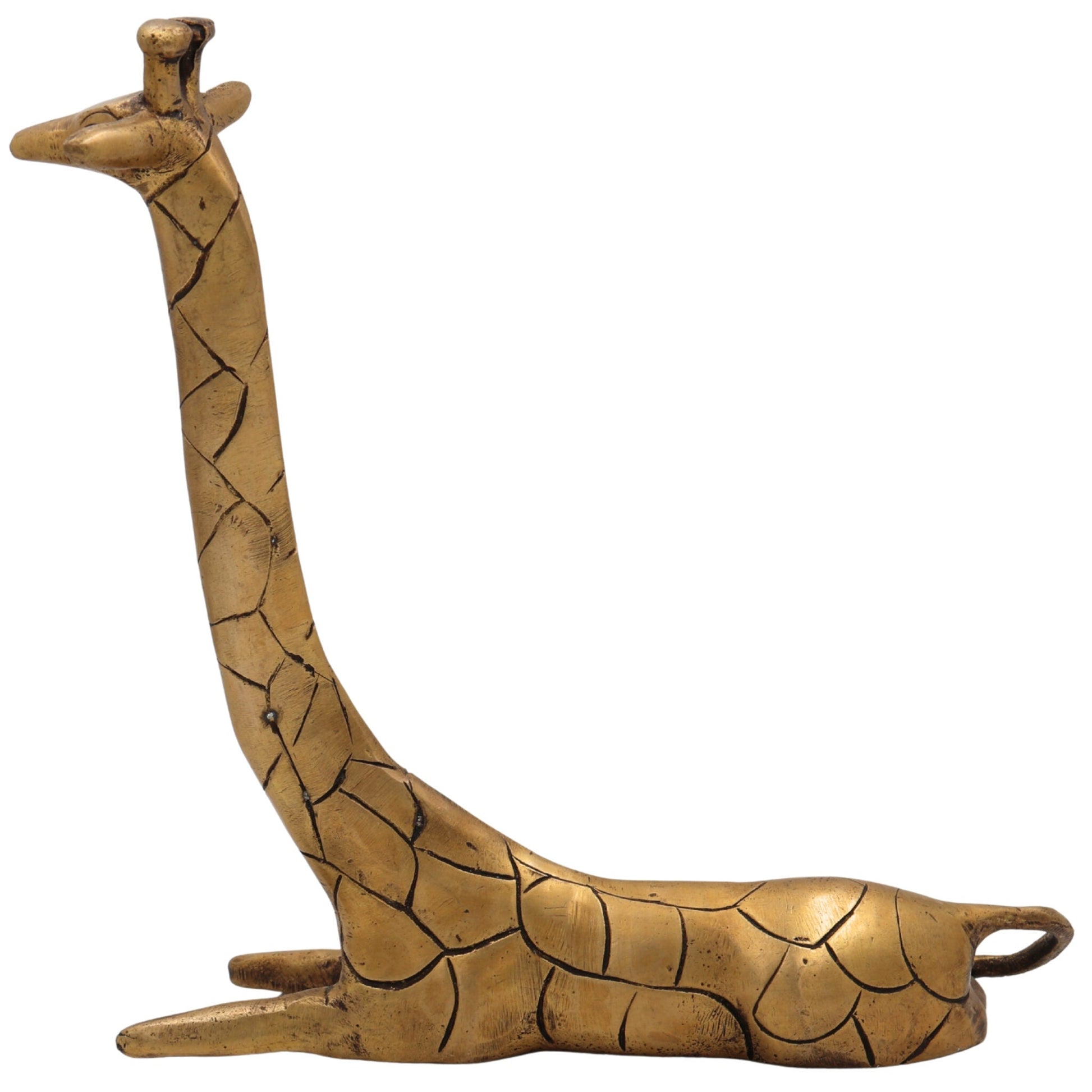 Brass Exquisite Giraffe Idol Statue | Handcrafted Peetal & Pittal Giraffe Figurine, Home Decor Showpiece, Ashtadhatu & Velli Aluminiyam Giraffe Sculpture,Gold, 9.5 Inch, 1 Piece
