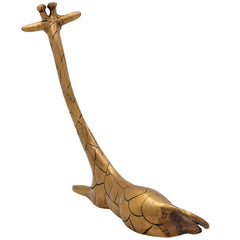 Brass Exquisite Giraffe Idol Statue | Handcrafted Peetal & Pittal Giraffe Figurine, Home Decor Showpiece, Ashtadhatu & Velli Aluminiyam Giraffe Sculpture,Gold, 9.5 Inch, 1 Piece