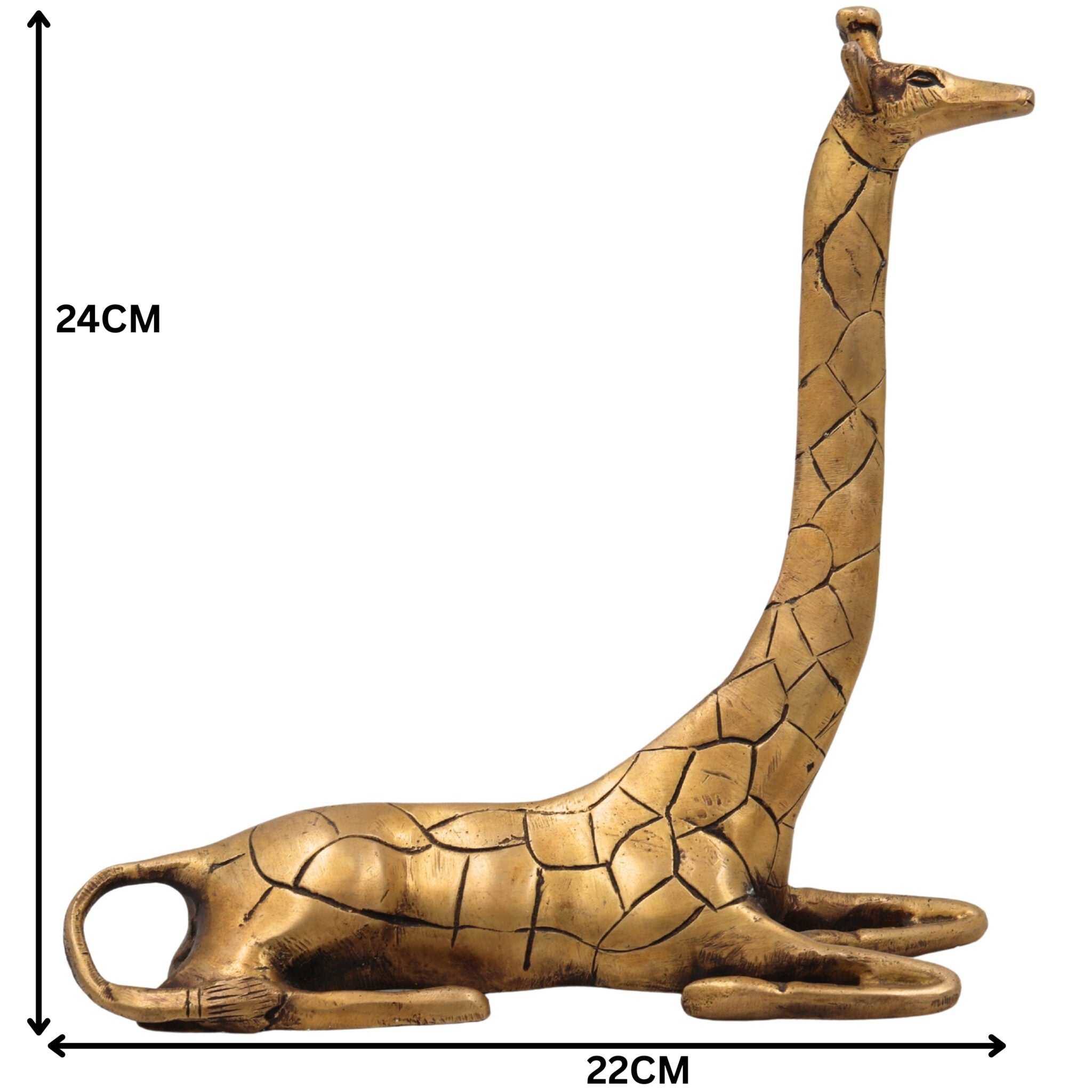 Brass Exquisite Giraffe Idol Statue | Handcrafted Peetal & Pittal Giraffe Figurine, Home Decor Showpiece, Ashtadhatu & Velli Aluminiyam Giraffe Sculpture,Gold, 9.5 Inch, 1 Piece