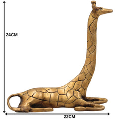Brass Exquisite Giraffe Idol Statue | Handcrafted Peetal & Pittal Giraffe Figurine, Home Decor Showpiece, Ashtadhatu & Velli Aluminiyam Giraffe Sculpture,Gold, 9.5 Inch, 1 Piece