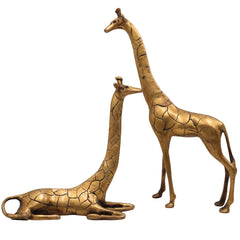 Handcrafted Brass Giraffe Idol Pair – Peetal, Pittal, Hittale Sculpture Inspired by Navagunjara for Home, Office & Temple Decor,Gold, 15 Inch, 1 Piece
