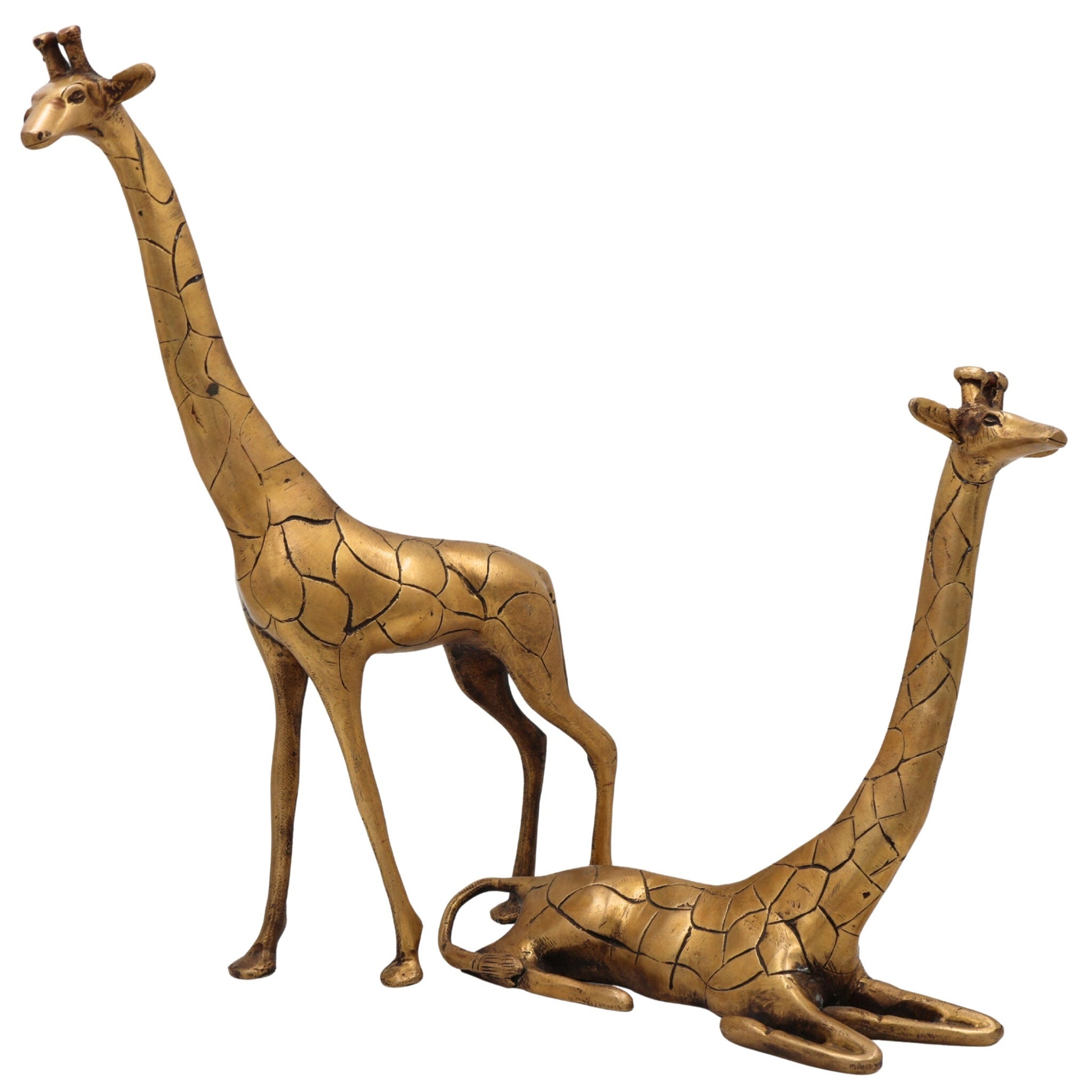 Handcrafted Brass Giraffe Idol Pair – Peetal, Pittal, Hittale Sculpture Inspired by Navagunjara for Home, Office & Temple Decor,Gold, 15 Inch, 1 Piece