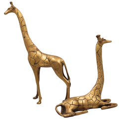 Handcrafted Brass Giraffe Idol Pair – Peetal, Pittal, Hittale Sculpture Inspired by Navagunjara for Home, Office & Temple Decor,Gold, 15 Inch, 1 Piece