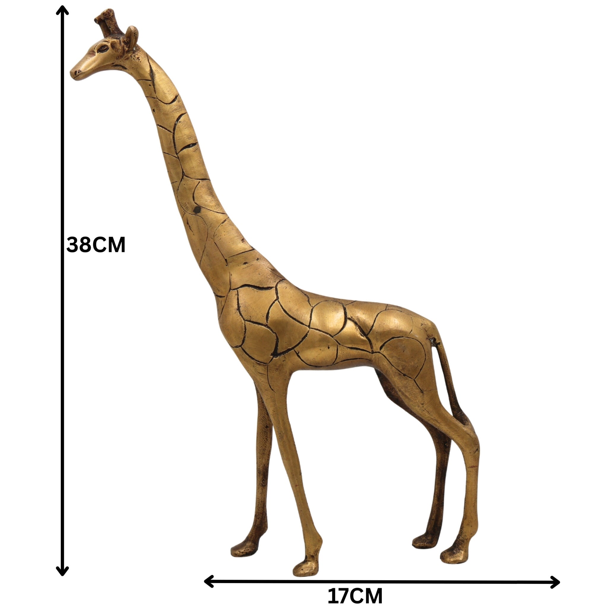 Brass Giraffe Idol – Handcrafted Peetal, Pittal & Ashtadhatu Giraffe Sculpture for Home Decor, Showpiece & Collectorss,Gold, 15 Inch, 1 Piece