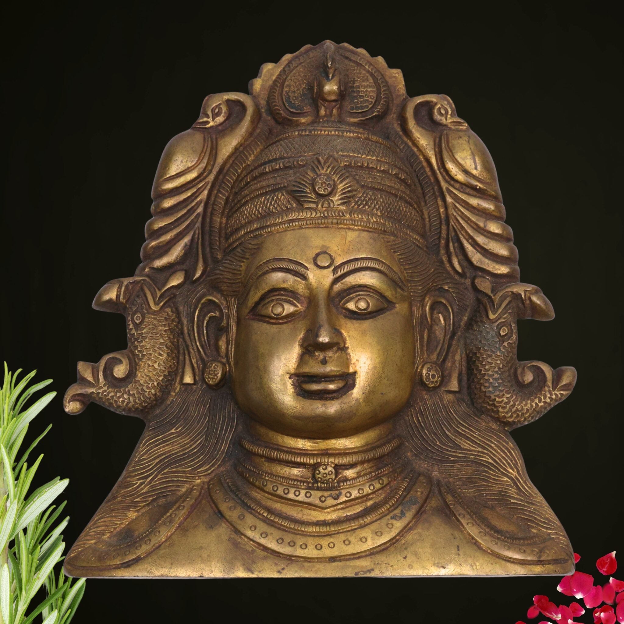 Brass Parvati Head Idol – Gauri Uma Shakti Mahadevi Murti for Pooja, Decor & Gifting, 8.5 Inch, 1 Piece
