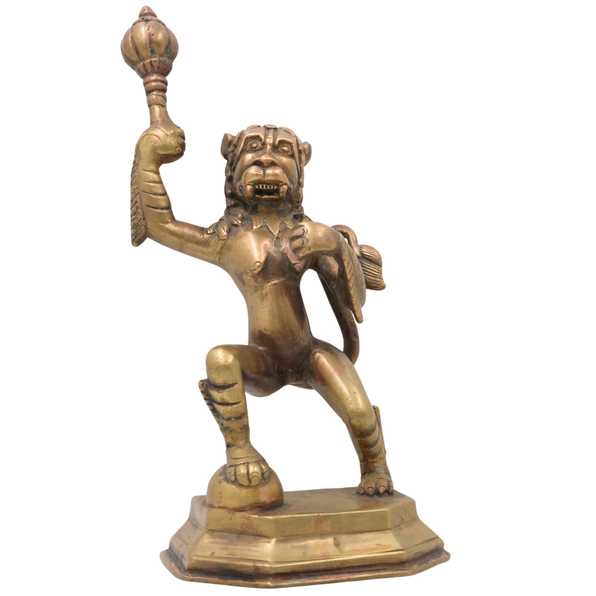 Brass Narasimha Swamy Idol, Yoga-Narasimha Murti, Lord Narasingha Statue for Pooja Room, Home, Temple & Office, Gold, 11 Inch, 1 Piece