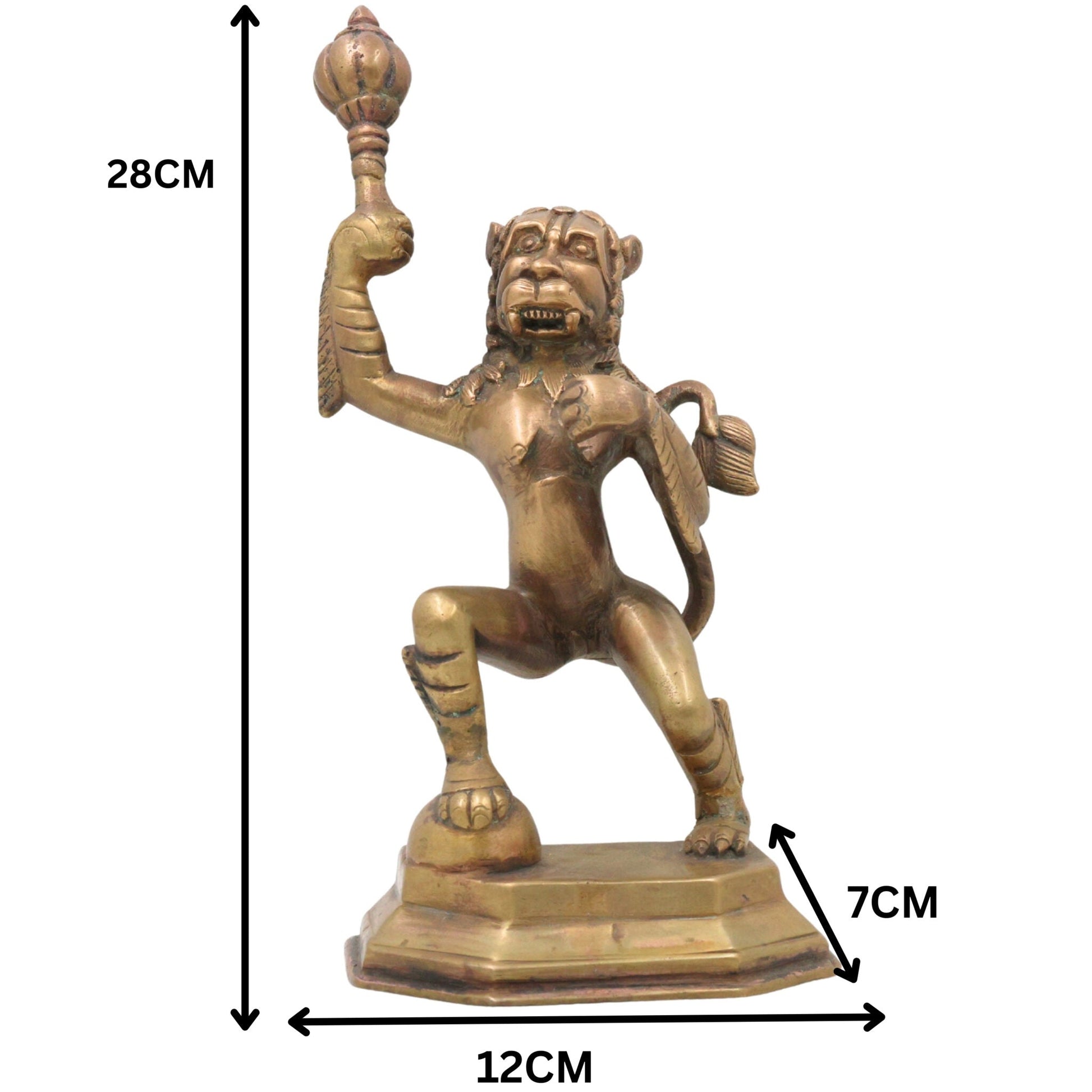 Brass Narasimha Swamy Idol, Yoga-Narasimha Murti, Lord Narasingha Statue for Pooja Room, Home, Temple & Office, Gold, 11 Inch, 1 Piece