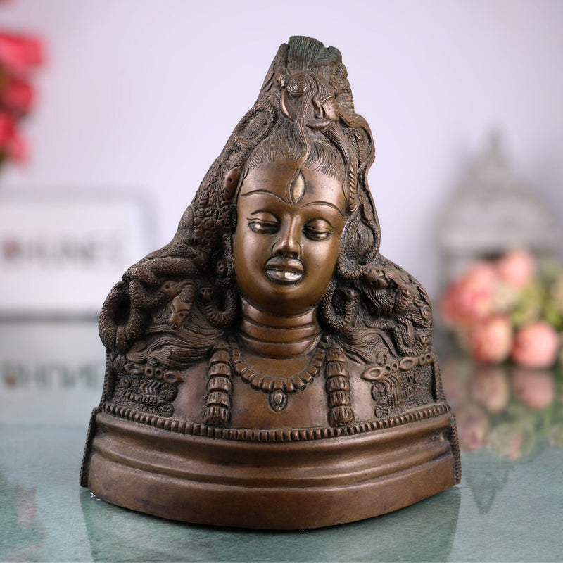 Brass Shiva Statues |Lord Shiv Idol | Shankar Idol | Shiva Brass|Lord Shiva Idols|Shankar Murti For Gift| Shiva Brass Statue| Home Decor | Showpiece, Gold, 8.5 Inch, 1 Piece