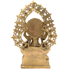Handcrafted Brass Mahalakshmi Idol | Shri Lakshmi Devi Murti for Pooja Room, Gajalakshmi Kamala Statue for Home Temple & Diwali Decor,Gold, 11 Inch, 1 Piece