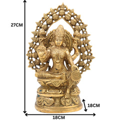 Handcrafted Brass Mahalakshmi Idol | Shri Lakshmi Devi Murti for Pooja Room, Gajalakshmi Kamala Statue for Home Temple & Diwali Decor,Gold, 11 Inch, 1 Piece