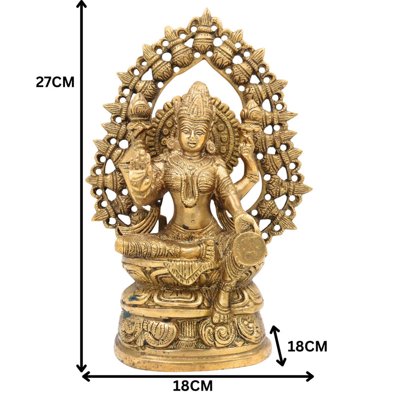 Handcrafted Brass Mahalakshmi Idol | Shri Lakshmi Devi Murti for Pooja Room, Gajalakshmi Kamala Statue for Home Temple & Diwali Decor,Gold, 11 Inch, 1 Piece