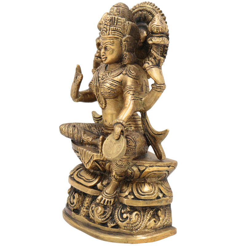 Handcrafted Brass Maha Lakshmi Idol | Shri Kamala Devi | Ashta Lakshmi Sculpture for Pooja, Home Temple, and Vastu Decor, Gold, 9 Inch, 1 Piece