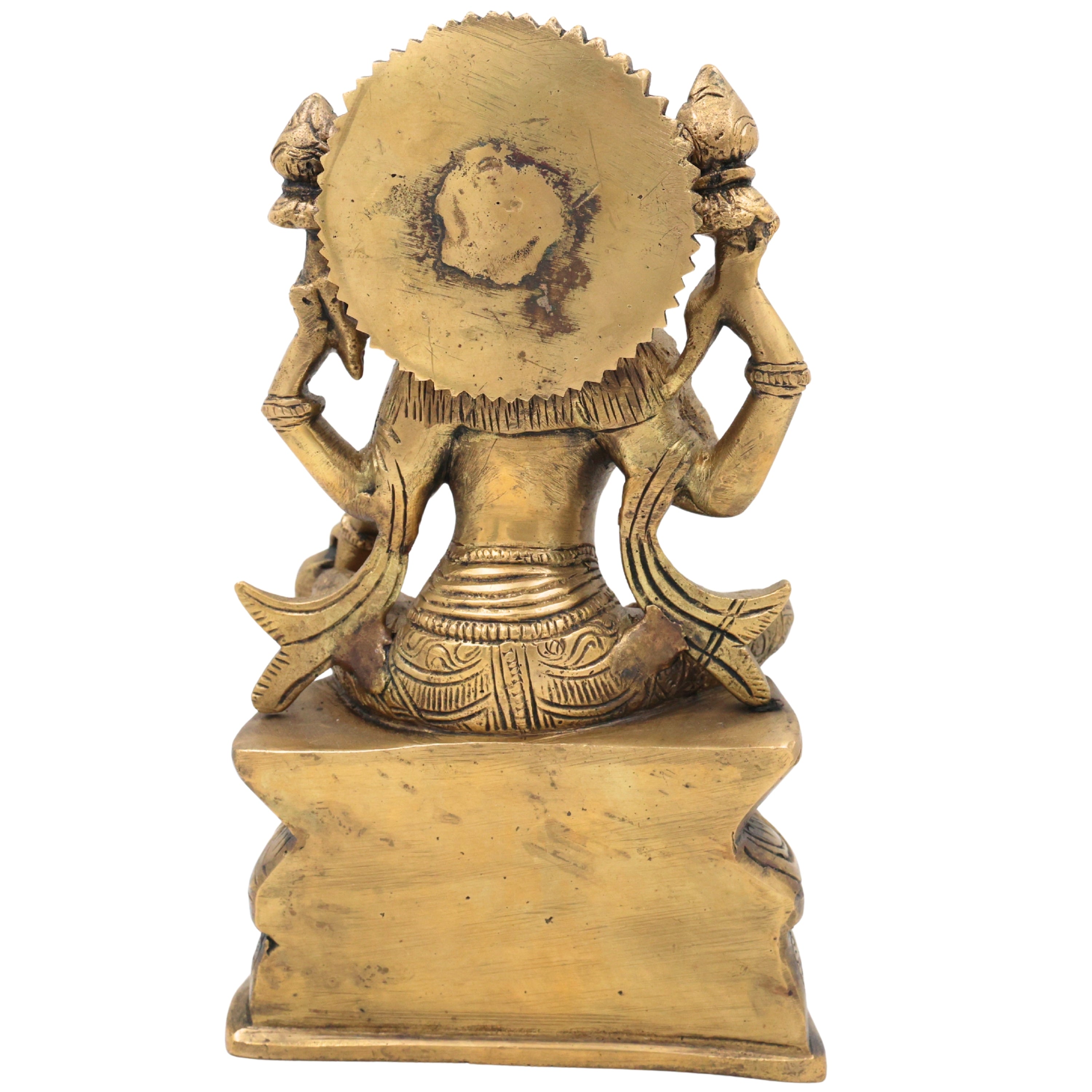 Handcrafted Brass Maha Lakshmi Idol | Shri Kamala Devi | Ashta Lakshmi Sculpture for Pooja, Home Temple, and Vastu Decor, Gold, 9 Inch, 1 Piece