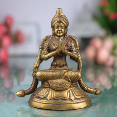 Brass Kubera Idol, Kuber Murti, Peetal Kuvera Vigraha, Dhanapati Vaishravana Statue for Pooja, Decor & Gifts, Gold, 6 Inch, 1 Piece