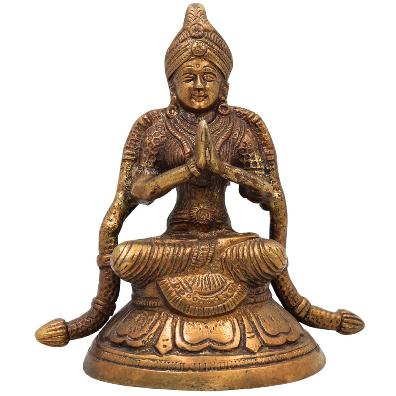 Brass Kubera Idol, Kuber Murti, Peetal Kuvera Vigraha, Dhanapati Vaishravana Statue for Pooja, Decor & Gifts, Gold, 6 Inch, 1 Piece