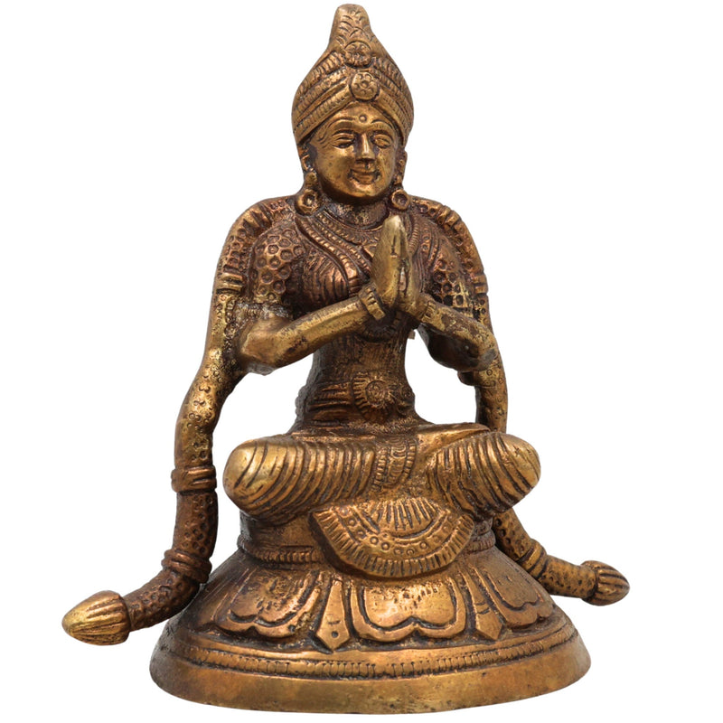 Brass Kubera Idol, Kuber Murti, Peetal Kuvera Vigraha, Dhanapati Vaishravana Statue for Pooja, Decor & Gifts, Gold, 6 Inch, 1 Piece