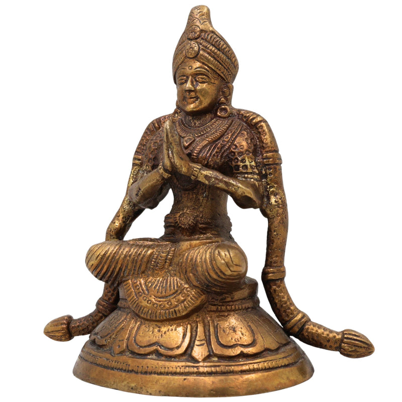 Brass Kubera Idol, Kuber Murti, Peetal Kuvera Vigraha, Dhanapati Vaishravana Statue for Pooja, Decor & Gifts, Gold, 6 Inch, 1 Piece