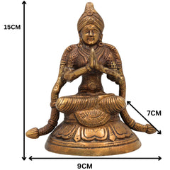 Brass Kubera Idol, Kuber Murti, Peetal Kuvera Vigraha, Dhanapati Vaishravana Statue for Pooja, Decor & Gifts, Gold, 6 Inch, 1 Piece