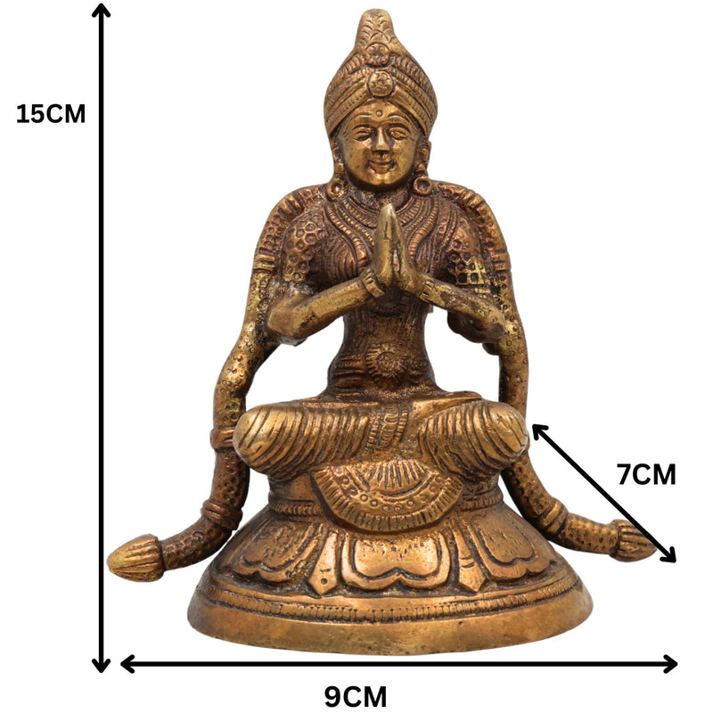 Brass Kubera Idol, Kuber Murti, Peetal Kuvera Vigraha, Dhanapati Vaishravana Statue for Pooja, Decor & Gifts, Gold, 6 Inch, 1 Piece