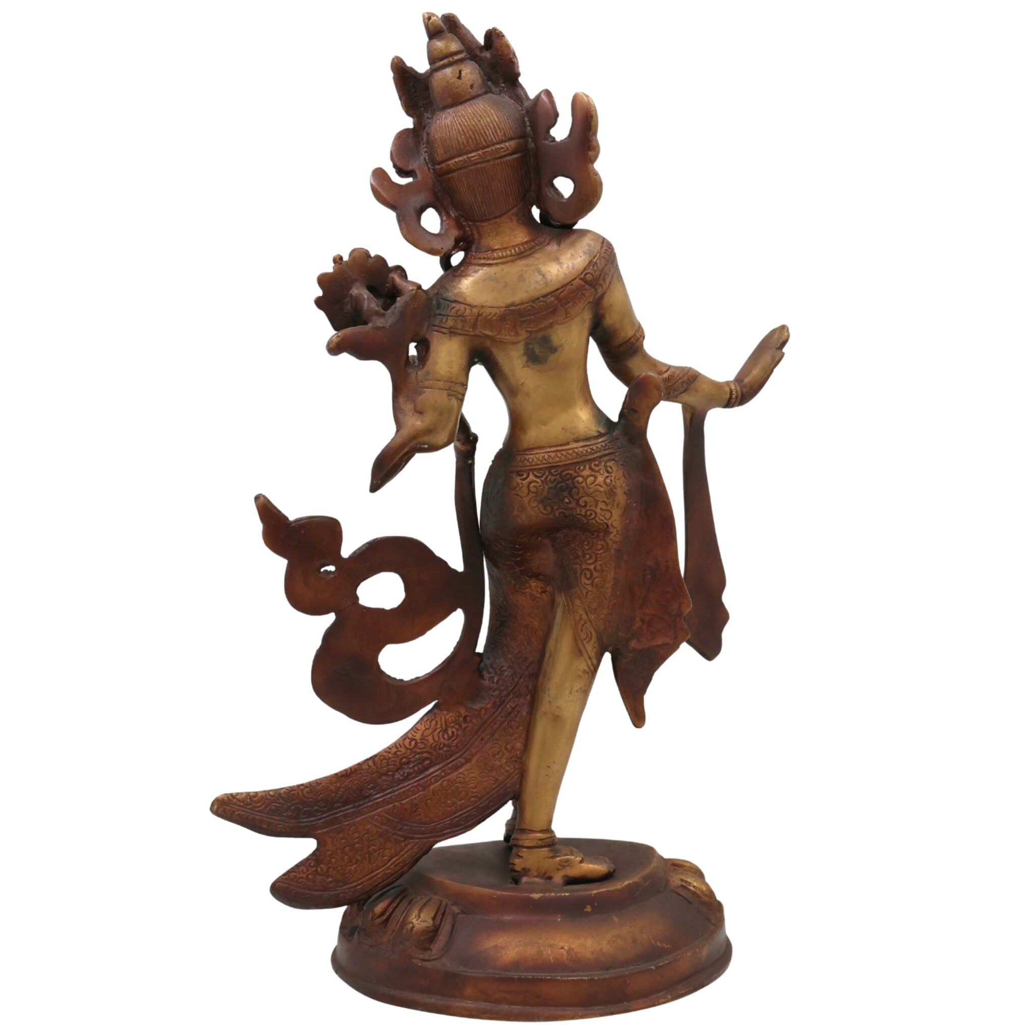 Handcrafted Brass Tibetan Tara Maa Idol | Green Tara | White Tara | Tara Devi Mata Murti Vigraha Moorti Sculpture for Pooja, Home Temple & Gifts, Gold, 15 Inch, 1 Piece