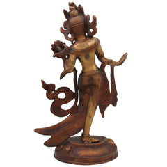 Handcrafted Brass Tibetan Tara Maa Idol | Green Tara | White Tara | Tara Devi Mata Murti Vigraha Moorti Sculpture for Pooja, Home Temple & Gifts, Gold, 15 Inch, 1 Piece