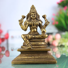 Handcrafted Brass Mahalakshmi Idol – Traditional Pital Laxmi Murti for Pooja Room, Home Temple & Prosperity Decor,Gold, 6.5 Inch, 1 Piece