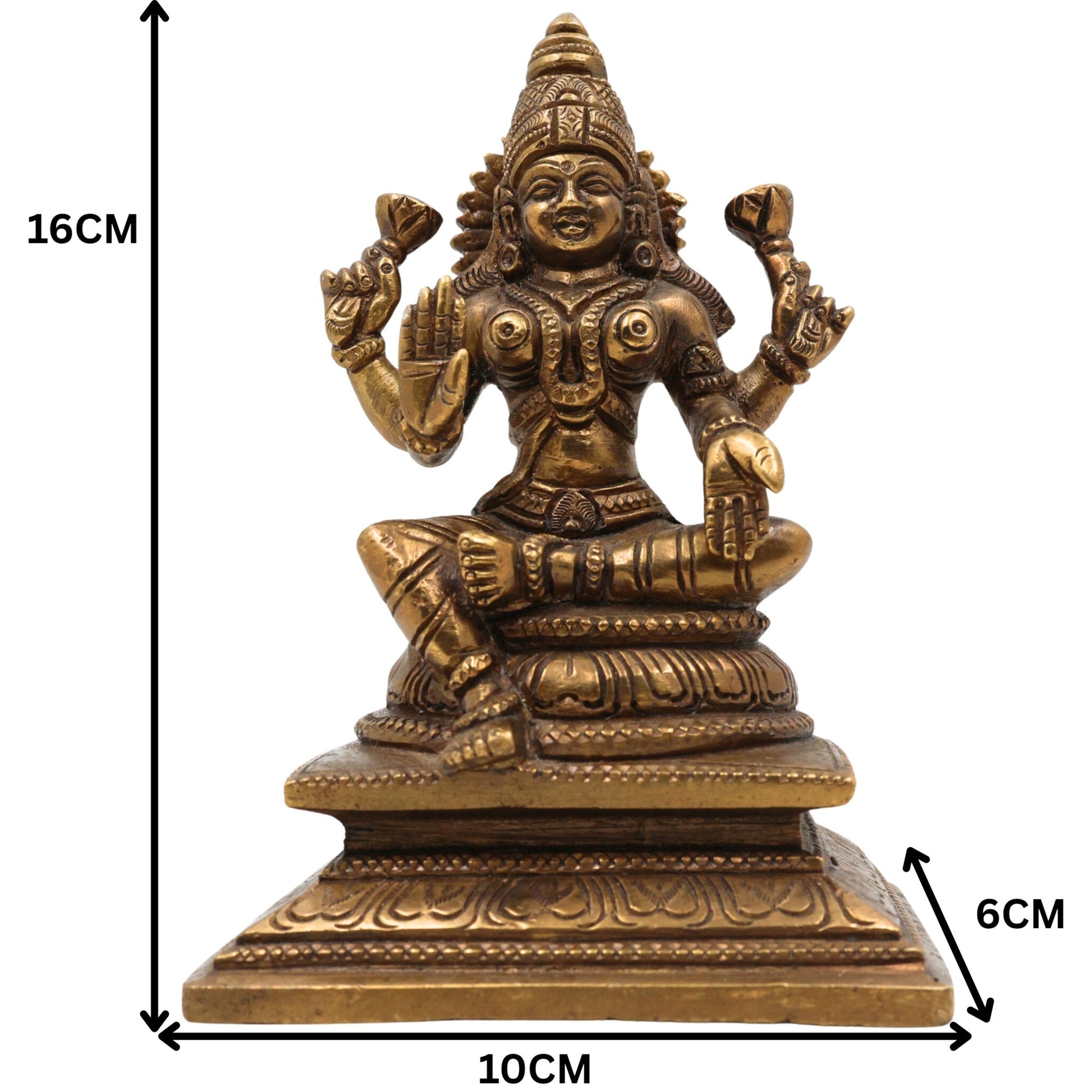 Handcrafted Brass Mahalakshmi Idol – Traditional Pital Laxmi Murti for Pooja Room, Home Temple & Prosperity Decor,Gold, 6.5 Inch, 1 Piece