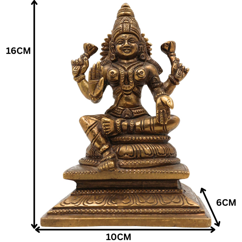 Handcrafted Brass Mahalakshmi Idol – Traditional Pital Laxmi Murti for Pooja Room, Home Temple & Prosperity Decor,Gold, 6.5 Inch, 1 Piece