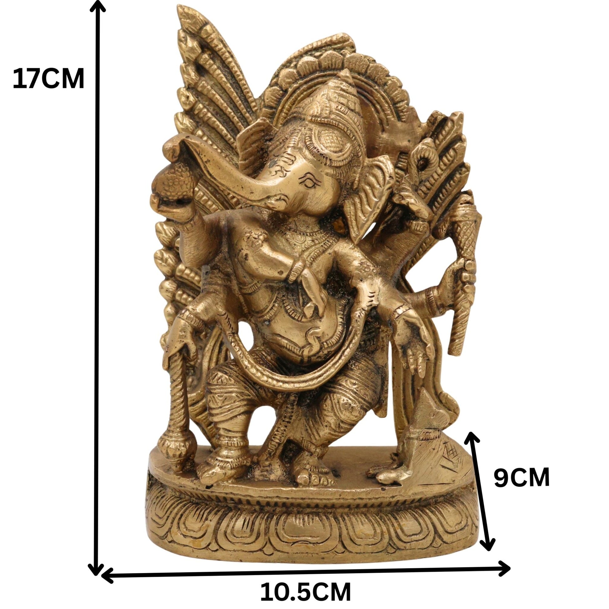 Handcrafted Brass Ganpati Idol | Vinayaka Ganesha Murti for Home Temple Pooja Decor | Peetal Ekadanta Statue | Vighnaharta Ganapati Showpiece by Bhunes, Gold, 7 Inch, 1 Piece