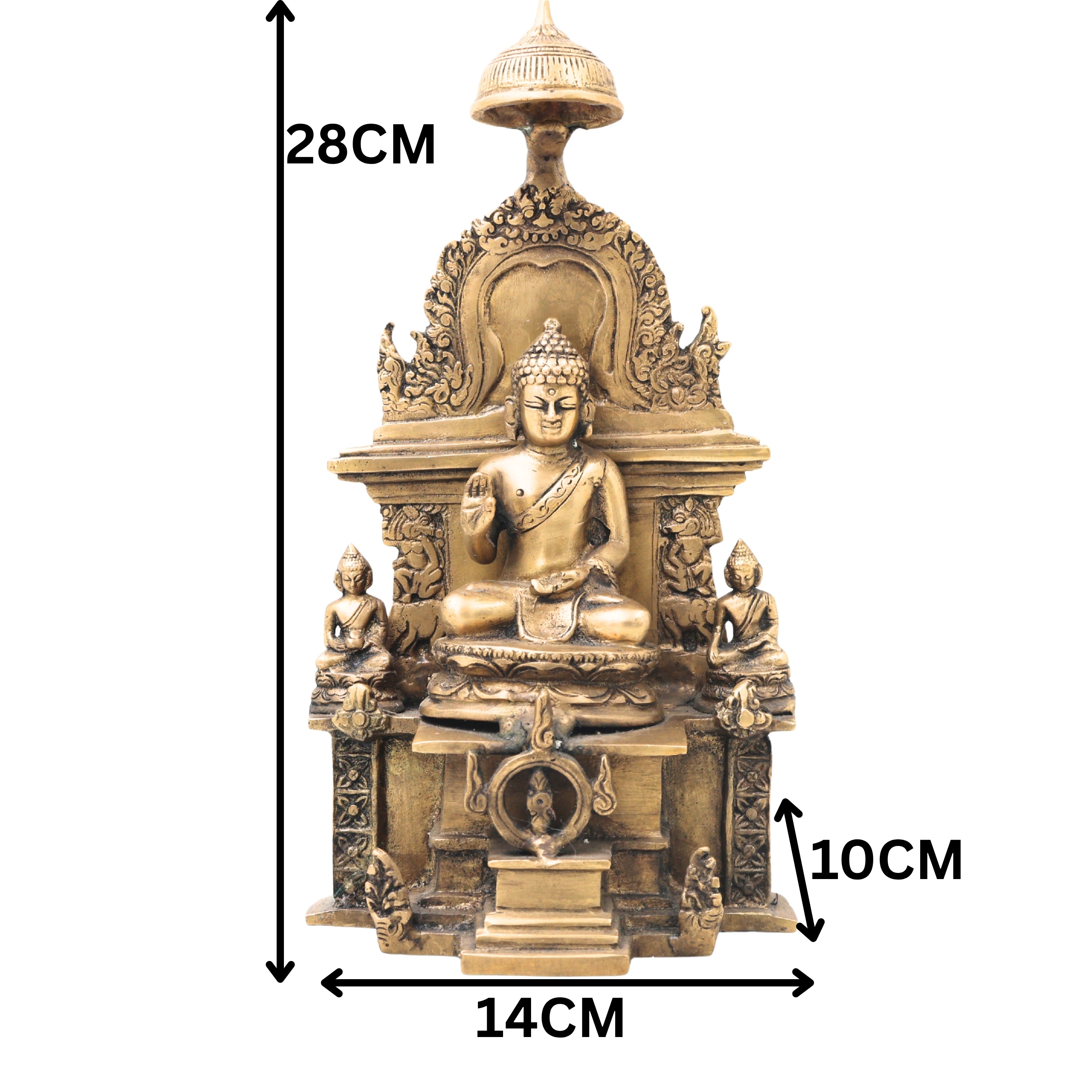 Brass Buddha Idol in Ashtamangala Pose, Gautama Buddha Murti Meditation Statue for Home Decor, Feng Shui, Vastu & Pooja,Gold, 11 Inch, 1 Piece