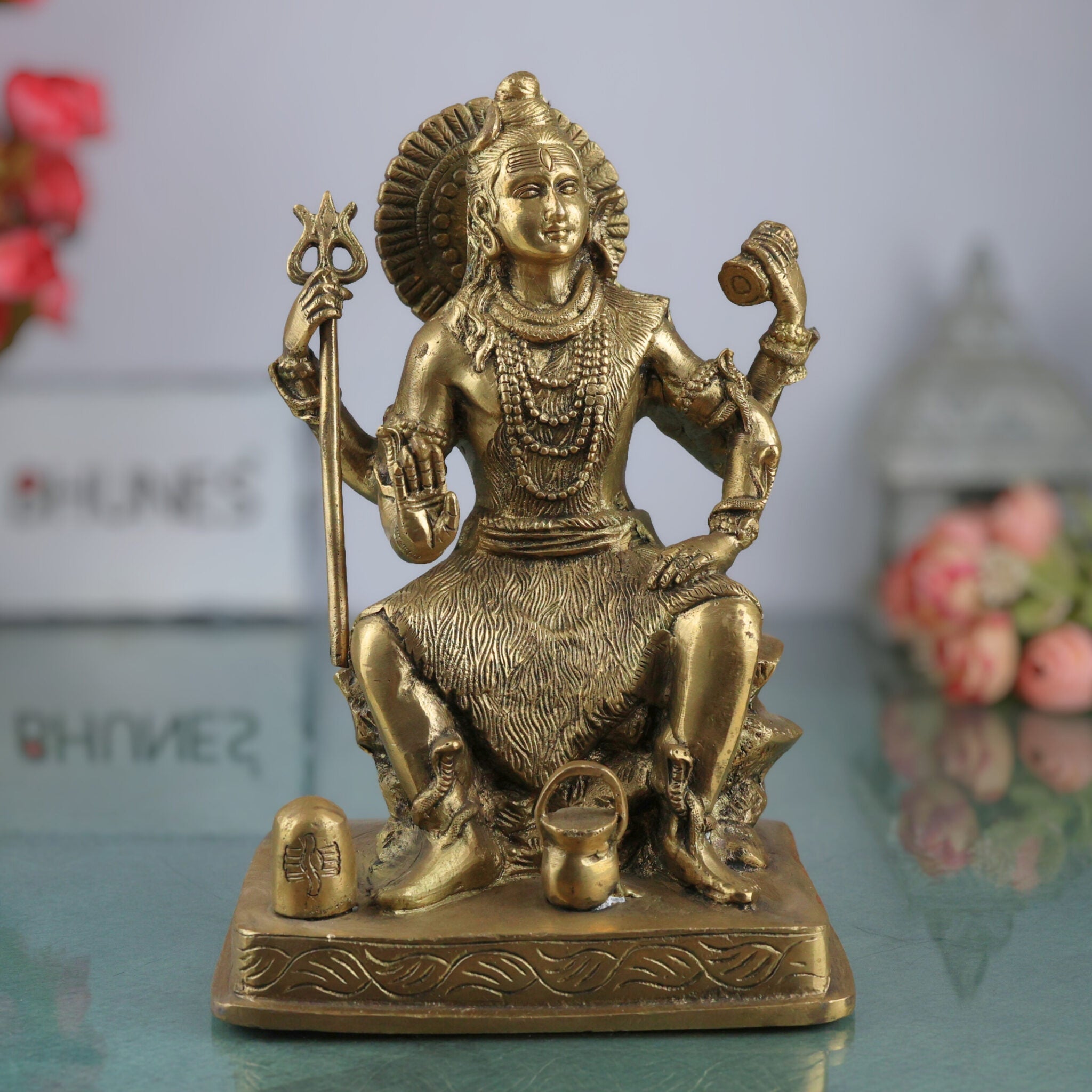 Brass Shiva Statues |Lord Shiv Idol | Shankar Idol | Shiva Idol Metal Statue | Shiva Brass|Lord Shiva Idols|Shankar Murti For Gift| Shiva Brass Statue| Home Decor, Gold, 9 Inch, 1 Piece