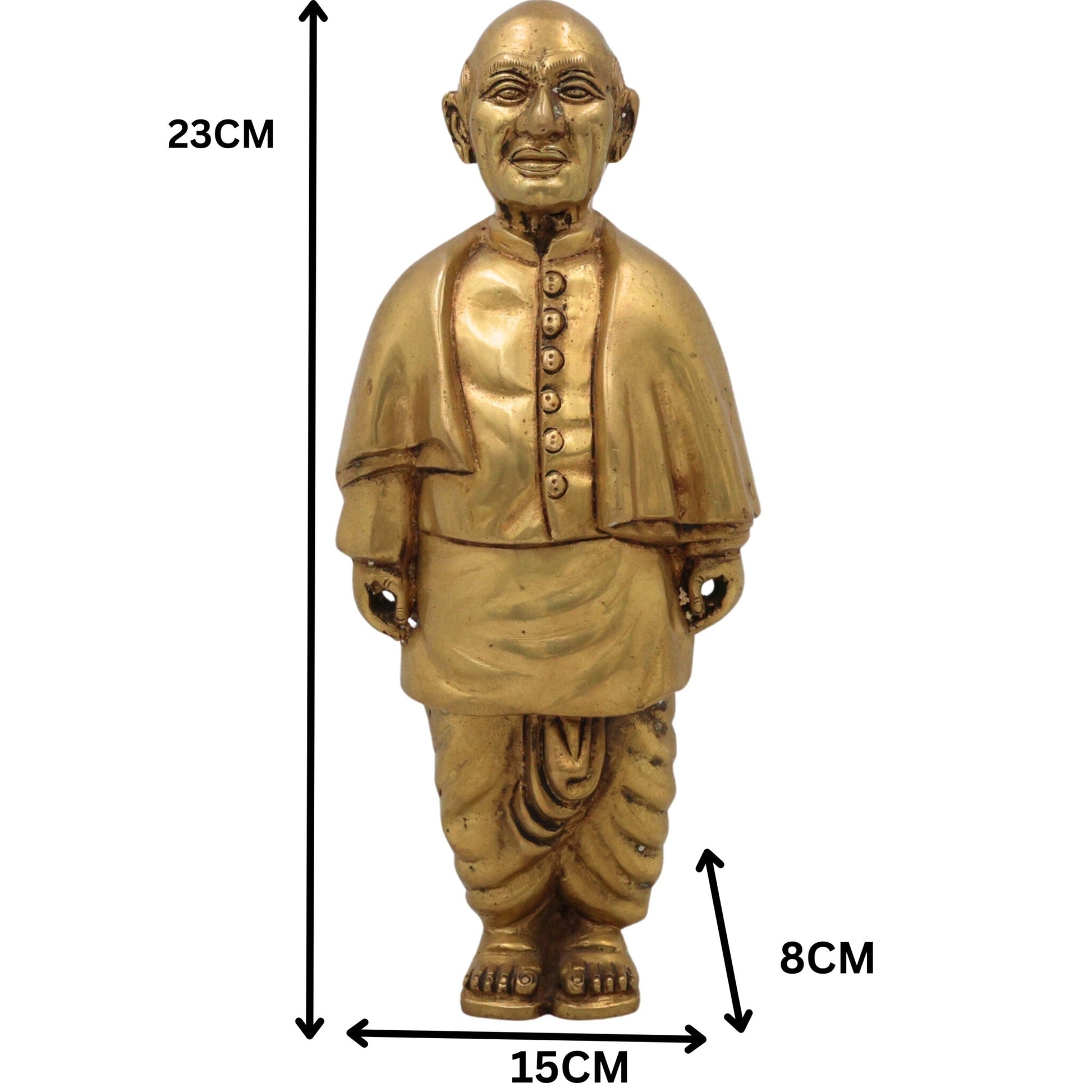 Brass Sardar Vallabhbhai Patel Idol | Sardar Vallabhbhai Patel Idol | Statue Of Unity | Brass Sculpture | Home Decor | Decoratives | Office, Gold, 9 Inch, 1 Piece