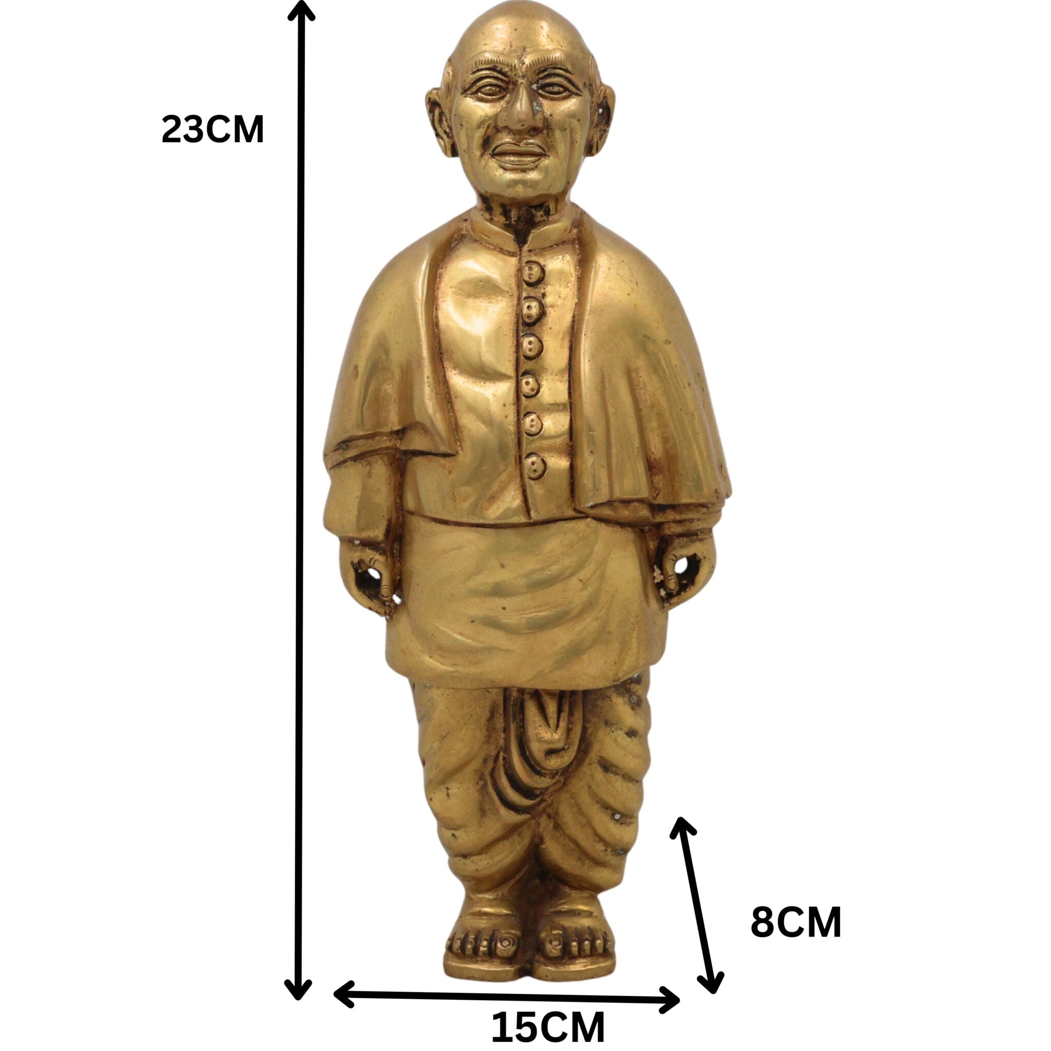 Brass Sardar Vallabhbhai Patel Idol | Sardar Vallabhbhai Patel Idol | Statue Of Unity | Brass Sculpture | Home Decor | Decoratives | Office, Gold, 9 Inch, 1 Piece