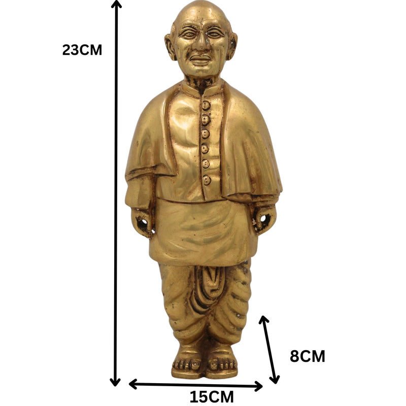 Brass Sardar Vallabhbhai Patel Idol | Sardar Vallabhbhai Patel Idol | Statue Of Unity | Brass Sculpture | Home Decor | Decoratives | Office, Gold, 9 Inch, 1 Piece