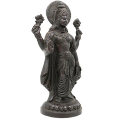 Handcrafted Brass Mahalakshmi Idol | Ashta Lakshmi Kamala Devi Statue | Lakshmi Narayani Pital Murti for Pooja, Home Temple & Gift,Gold, 9 Inch, 1 Piece